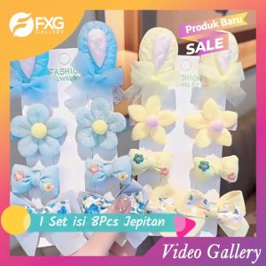 FXG - Jepit Rambut Set 8Pcs Jepitan Anak Perempuan Lucu Pita Bayi Fashion Wanita Korea KCR52