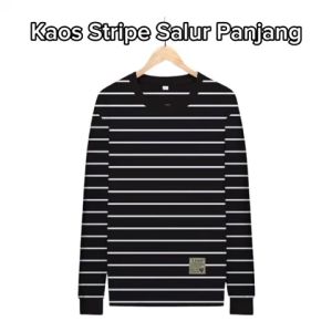 Sonclothing Kaos Stripe Pria Salur Garis Lengan Panjang | Kaos Distro Belang Belang