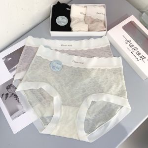 Miyalin 3-Piece Makeup Flower Silk Underwear Womens Silk Antibacterial Crotch Summer Lightweight Breathable Mid Waist Seamless Briefs