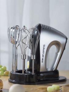 SUNATUR Hand Mixer 300W High Power Cake Beater Electric Cream Whip Portable 5-Speed Baking Mixer