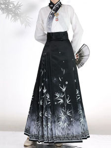 Adult Ming Dynasty Style Half Skirt Womens Long Dress Slimming Ancient Chinese Collar New 2024 Summer Autumn Fashion Hanfu