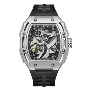 Mark Fairwhale Mens Watch New Model Automatic Barrel Shaped Mechanical Night Light Waterproof Rubber Band Casual Style
