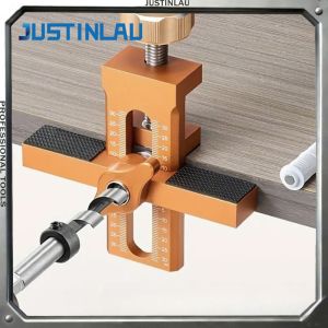 JUSTINLAU | JUSTINLAU Aluminum Alloy Hinge Hole Locator High Precision Drilling Fixture Woodworking DIY Cabinet Door Hinge Positioning Tool
