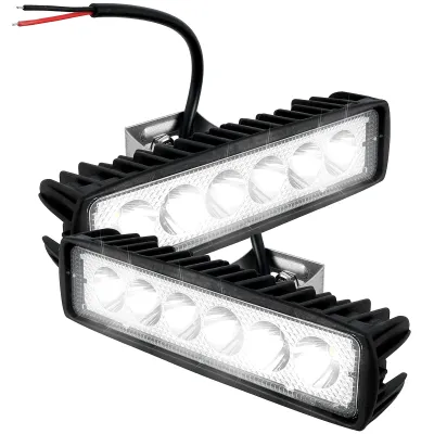 ไฟ LED สำหรับรถยนต์ 12V 18W 6000K สว่างพิเศษ ไฟ LED ทำงานในรถยนต์ IP67 กันน้ำ ไฟสปอร์ตไลท์แบบกระจายแสงสีขาว สำหรับรถออฟโรด 1/2 ชิ้น