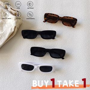 2Pcs/set Vintage Black Square Sunglasses for Woman Luxury Brand Men Small Rectangle Sun Glasses UV400 Protection Eyewear