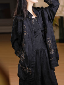XIAOER | Jacquard with Gold Thread Embroidery Long Sleeve Jacket