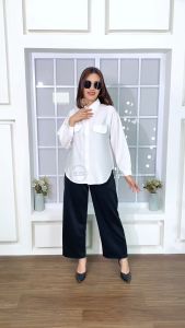 Kemeja Putih Wanita Baju Atasan Blouse Kameja Warna Putih Hitam Polos Kerja Kantor Formal Casual Wanita Lengan Panjang Panjang Blus Kasual Murah Bahan Premium Quality