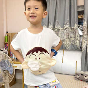 Funny Cartoon Printed Sweatshirt with Tissue Holder Short Sleeve Long Sleeve for Kids Black Polyester Fiber Casual Wear