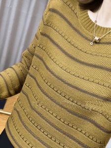 Stripes Stylish Anti-Aging Long Sleeves T-shirt Knitwear Autumn New Arrival Loose Bottoming Shirt Pullover Crew Neck Top Women