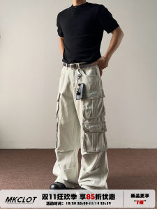 American Vintage Logging Work Pants Multi-Pocket Casual Straight Loose Wide Leg Pants Youthful Style All-Season Wear
