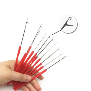ตะขอถักลูกไม้เข็มถักพลาสติก Handle ตะขอถักขนาดเล็กทอผ้าสําหรับ Braids 5 ชิ้น/ล็อต