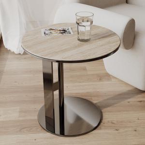 LANCATPEPP | Nordic Luxury Stone Look Sofa Side Table Living Room Corner Table Modern Minimalist Elegant Small Coffee Table