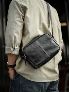Zuoye Original Men First Layer Leather One-Shoulder Messenger Bag Soft Genuine Leather Work Clothing Mens Bag Portable Mobile Phone Messenger Bag