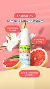 Smelly No More Energising Deodorant Spray with Fresh Lily and Grapefruit Essential Oils 75ml - Mineral Salt Body Care Deodorant for Sensitive Skin