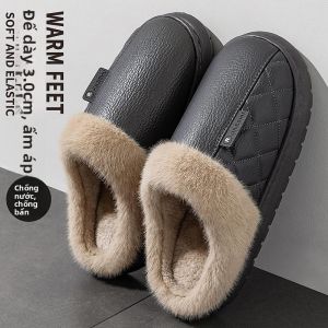 MONLEYTA | Dép bông chống thấm nước cho nam mùa thu đông trong nhà đế dày chống trượt cho người cao tuổi dép đi trong nhà thoáng khí thoải mái