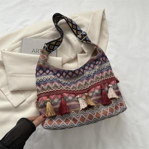 Trendy Korean Style Large Capacity Fringed Womens Bag 2024 New Ins Shoulder Underarm Tote Bag Casual Pure Color Bucket Shape