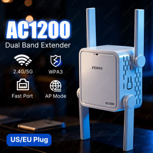 Fenvi | 5Ghz AC1200 WiFi Repeater 1200Mbps Wireless Extender Amplifier Dual Band 2.4G/5GHz Wi-Fi Signal Booster Long Range Signal Router