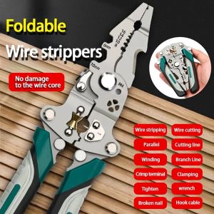 1 Foldable Wire Stripper with Pulley Design Multifunctional Electrician Wire Splitter Wire Winding Pliers Crimping Pliers Hand Tool