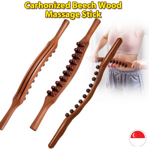 [SG Stock]Massage Stick 按摩棒 推拿 Carbonized Beech Scraping +Massager GUA SHA Tool Slimming Fatigue Removing减肥神器 muscle
