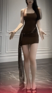 [SIMPLE GIRL] Hoả Tốc Đầm Body Ngắn Cổ U Phối Đai Voan Beo Không Tay