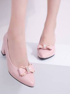 Comfortable mid Heel Mom Shoes Spring Summer New Style Womens Fashion Single Shoes Soft Bottom Simple Design Work Leather Shoes