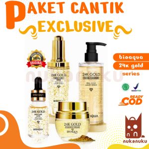 Bioaqua 24k Gold 1 Set Lengkap Original Skin Care Essence Cream Trial Kit Facial Wash Body Wash BPOM
