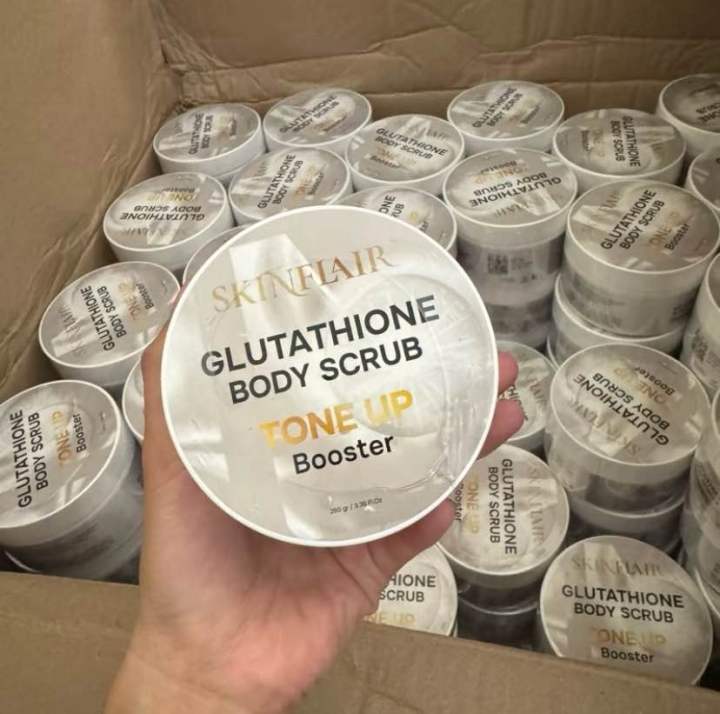 Skinflair Glutathione Body Scrub Skinflair Scrub Body Scrub Skinflair Tone  Up Booster 250gr Pembersih Tubuh Whitening Formulasi Body Scrub Lainnya  Krim Pemutih Alami - Lazada