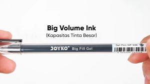 Pulpen Pen Pena Gel Joyko GP-330 BIG FILL 0.5 mm Needle Tip ( runcing ) HITAM