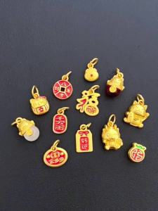 Traditional Gold Color Lucky Cat Charm DIY Bracelet Necklace Material Accessories Lucky Bag Attraction Cat Pendant Jewelry Parts