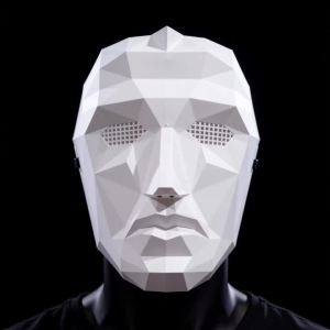 2pcs Polygonal Full Face Mask Set Breathable Mesh Design Masquerade Party Halloween Cosplay Costume for MEN And WOWEN