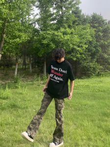 Extra Large Mens T-Shirt American High Street Lettering Short Sleeve Loose Fit Summer Black Heavyweight Casual Top