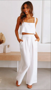 CBC Best Seller Printed Plain Color Polka Dots Floral Stripe Daily Summer Casual Square Wide Leg Pants
