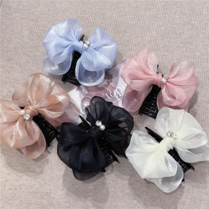 Seersucker Bow Clip Spring and Summer Gentle Cloud Shark Clip Female Back of The Head Clip Head Ornament Hair Accessories
