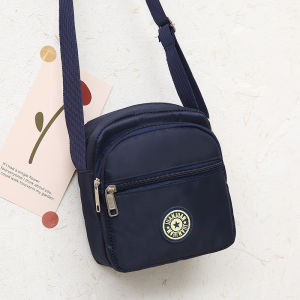 Casual Spring Mini Crossbody Bag Womens Shoulder Bag with Coin Pocket Nylon Cloth Stitching Zipper Closure Soft Square Shape