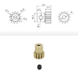 M0.5 2mm Shaft Aluminum Pinion Gear 13T-26T 14T 16T 18T 20T 22T 24T 0.5M for 1/28 1/24 RC Mini Car 2WD Buggy Brushless Motor Kit