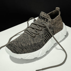 Mens Summer Breathable Mesh Fly Knit Running Shoes Large Size Popcorn Soft Bottom Casual Sports Running Shoes Comfortable