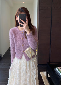 เสื้อคาร์ดิแกนถักนิตติ้งนุ่มอบอุ่นสำหรับผู้หญิง ทรงเข้ารูป แขนยาว ปกติ คอตั้ง ปกติ ฤดูใบไม้ร่วง/ฤดูหนาว เสื้อคลุมกันหนาว