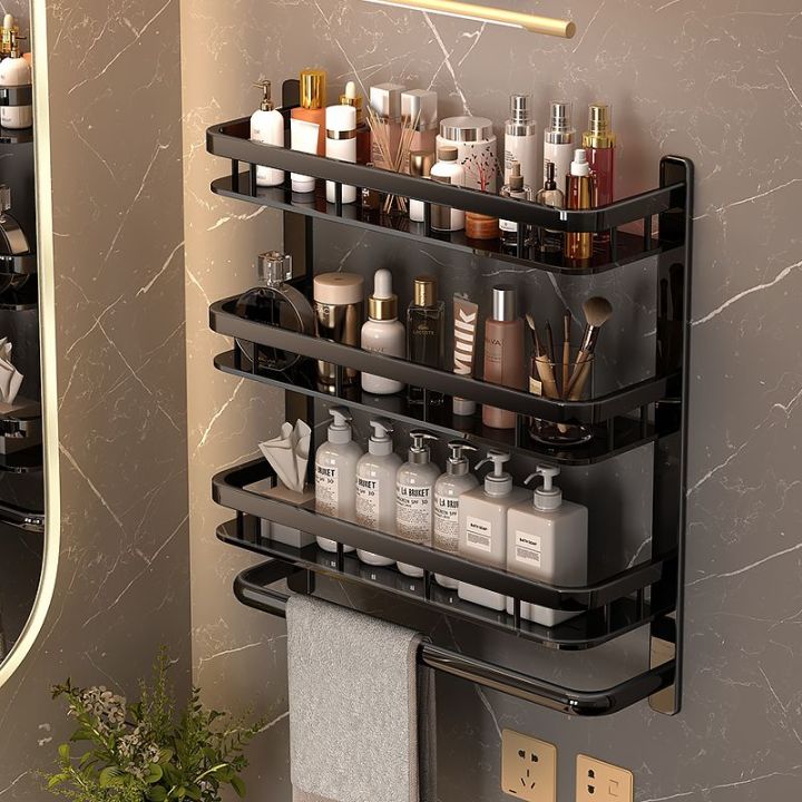 Non-Drilling Bathroom Organizer Rack Towel Rack Corner Shelf Holder ...
