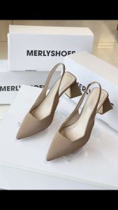 Giày Cao Gót 7cm Big Size Đế Vuông Giày Nữ Công Sở Thương Hiệu Merly 1490
