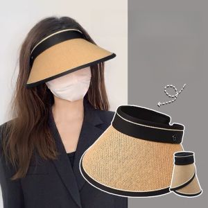 หมวกกันแดดทรงหมอนฟาง หมวกกันแดดสำหรับผู้ชายและผู้หญิง หมวกกันแดดฤดูร้อน หมวกกันแดดสำหรับขี่จักรยาน หมวกกันแดดทรงใหญ่