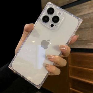 Ultra-Thin Square Edge iPhone Case Creative Protective Cover for Apple 16Promax 15 13 Transparent Soft Shell 14 plus Personalized New Model