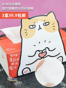 House Towel Face Cloth Wet and Dry 60 Pumping Disposable Pure Cotton Soft Small Red Box Cleaning Towel Cute Cat