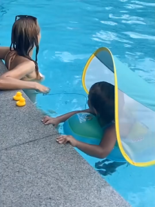 【SG Stock】Baby Swimming Float With Canopy Inflatable  Swimming ring Summer Toy with Sunshade Awning