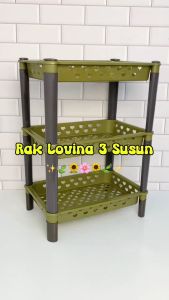 Rak Mini Plastik Susan LOVINA Susun 3 Segi 4 Gold | RaK Serbaguna | Gold