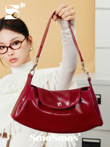 SmoSmos Original Design Mermaid Bag Womens Underarm Crossbody Red Shoulder Bag Casual Minimalist Style Magnetic Clasp