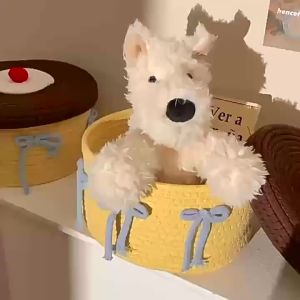 Giỏ Đựng Đồ Dệt Bằng Sợi Bông Dễ Thương Có Nắp Giỏ Đựng Đồ Để Bàn Chống Bụi Hộp Đựng Đồ Trang Trí Giỏ Đựng Đồ Chơi Trẻ Em