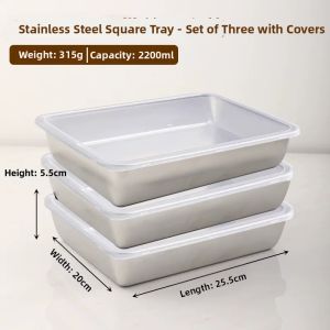 BAICHANG | Food Grade Stainless Steel Storage Box Long Rectangular