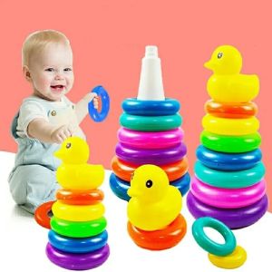 Childrens Montessori Toy Animals Rainbow Stacked Ring Tower Stacking Educational Toys Infant Development Early Education Toys