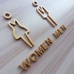 3D Male Female Bathroom Sign Creative Toilet Directional Plaque Wall Mounted WC Label Modern Organic Glass Material