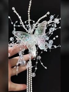【COD&Local】Girl Butterfly Fairy Hair Clips Cute Decorative Side Hair Clips with Pearl Rhinestone Tassels for Hair Styling Tool
